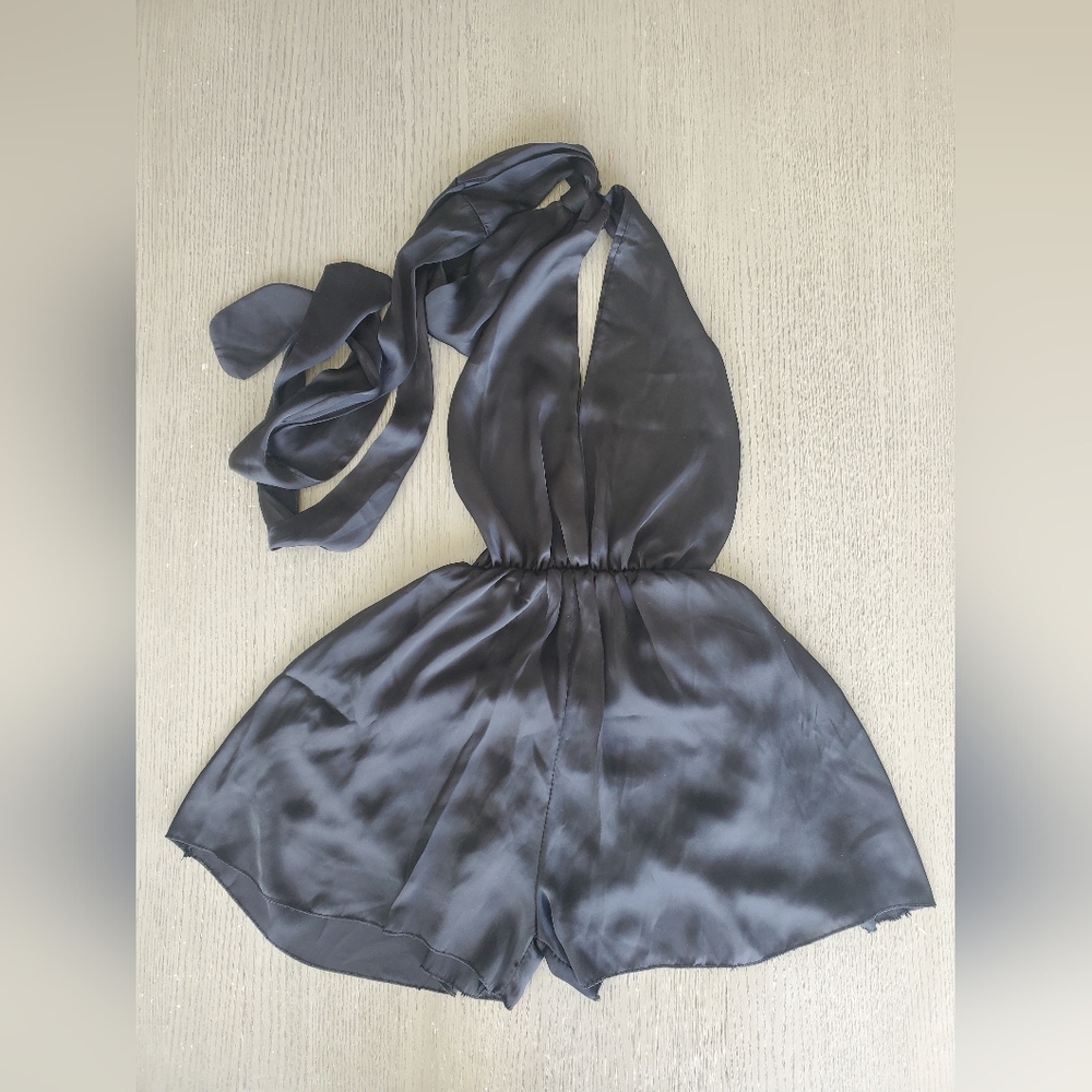 Elegant Black Halter Romper